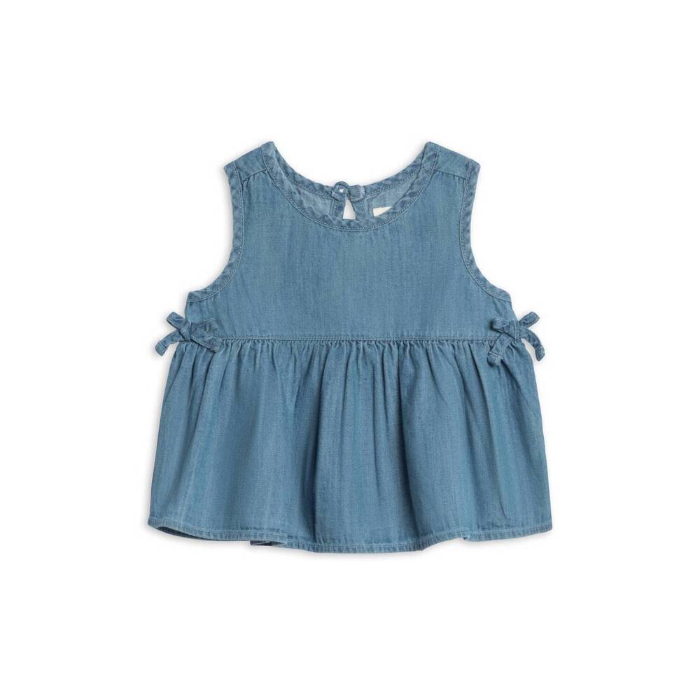 NEW COLORED ORGANICS kids' lana chambray ruffle and bow tank in blue